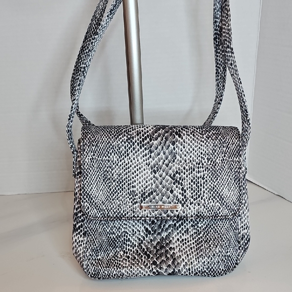 Nine West Black and Gray Snake Print Crossbody Bag - Picture 1 of 9